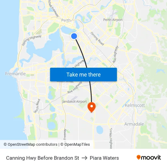 Canning Hwy Before Brandon St to Piara Waters map
