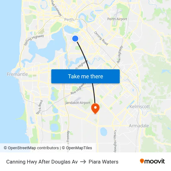 Canning Hwy After Douglas Av to Piara Waters map