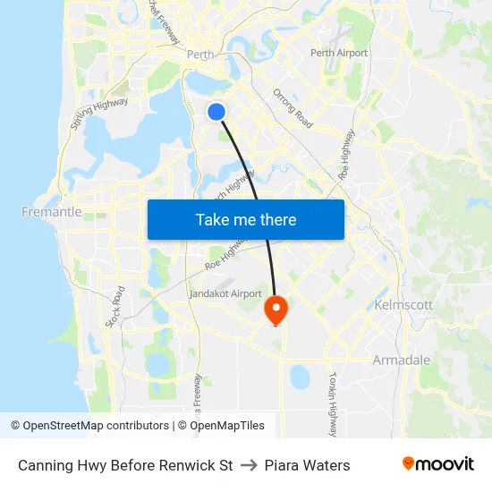 Canning Hwy Before Renwick St to Piara Waters map