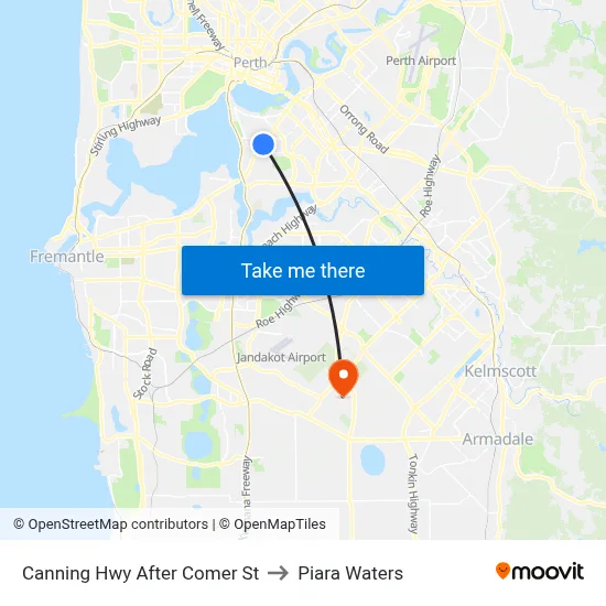 Canning Hwy After Comer St to Piara Waters map