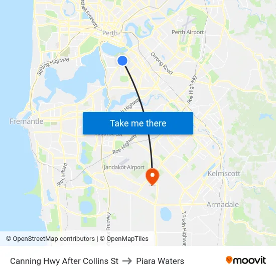 Canning Hwy After Collins St to Piara Waters map