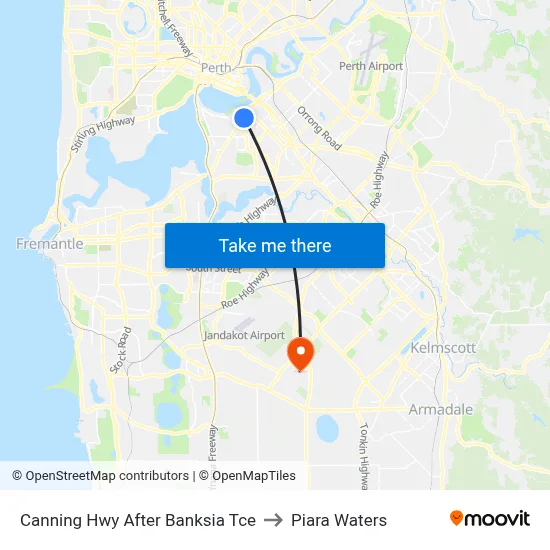 Canning Hwy After Banksia Tce to Piara Waters map