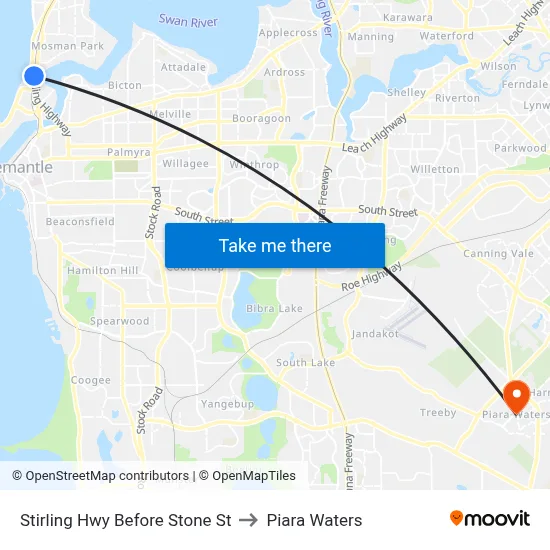 Stirling Hwy Before Stone St to Piara Waters map
