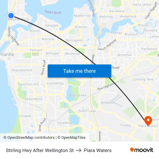 Stirling Hwy After Wellington St to Piara Waters map