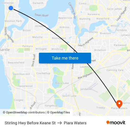 Stirling Hwy Before Keane St to Piara Waters map