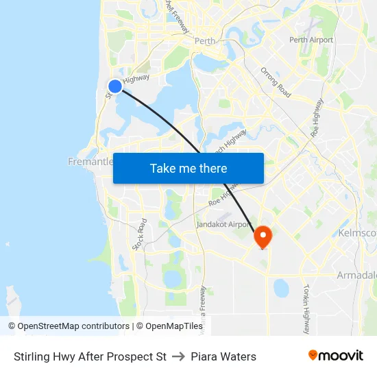 Stirling Hwy After Prospect St to Piara Waters map
