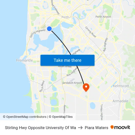 Stirling Hwy Opposite University Of Wa to Piara Waters map