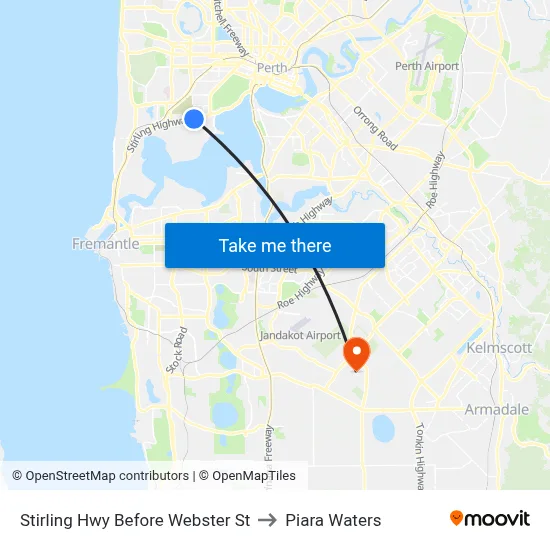 Stirling Hwy Before Webster St to Piara Waters map