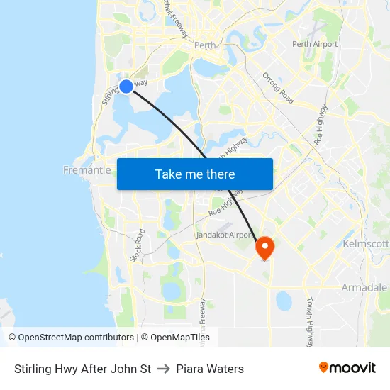Stirling Hwy After John St to Piara Waters map