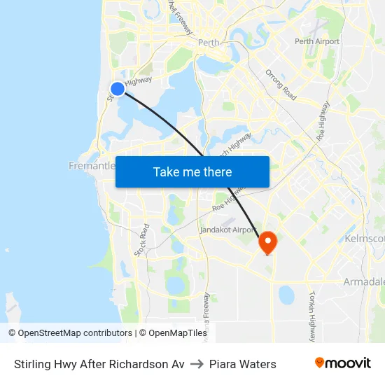 Stirling Hwy After Richardson Av to Piara Waters map