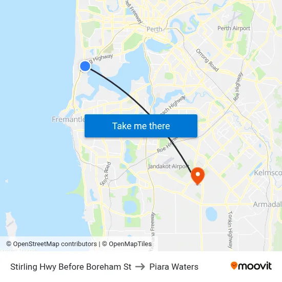 Stirling Hwy Before Boreham St to Piara Waters map