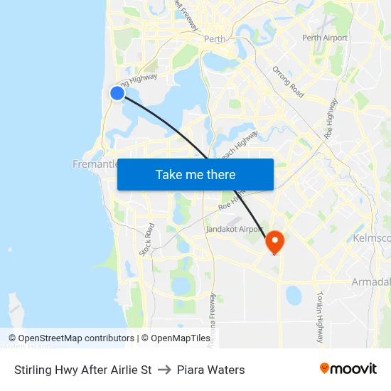 Stirling Hwy After Airlie St to Piara Waters map