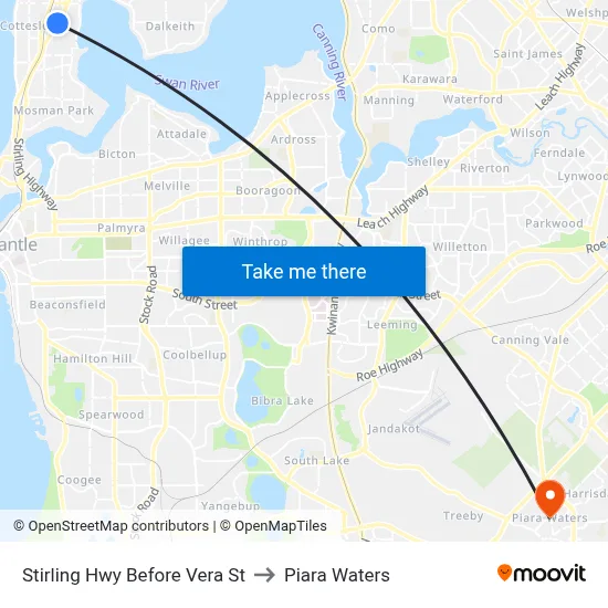 Stirling Hwy Before Vera St to Piara Waters map