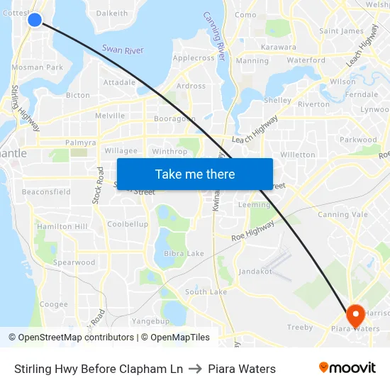 Stirling Hwy Before Clapham Ln to Piara Waters map