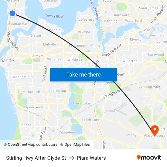 Stirling Hwy After Glyde St to Piara Waters map