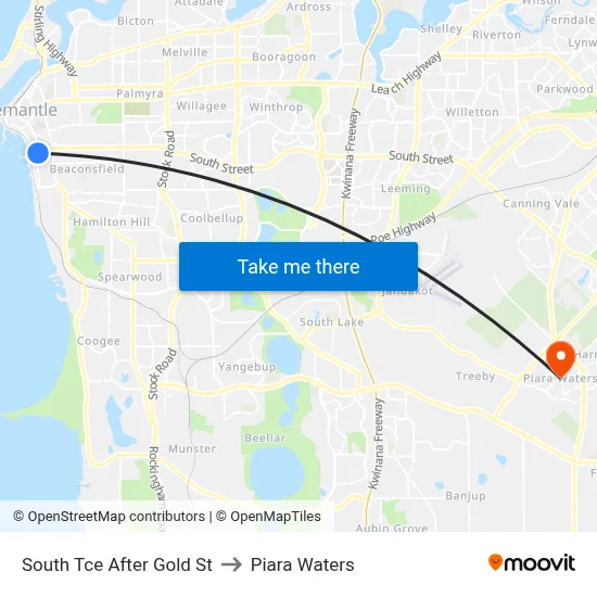 South Tce After Gold St to Piara Waters map
