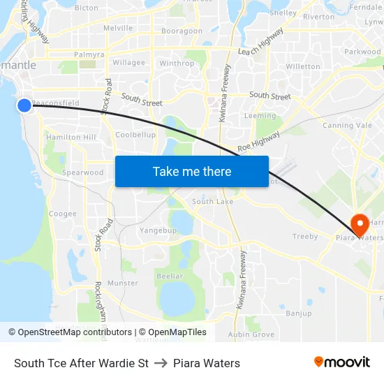 South Tce After Wardie St to Piara Waters map