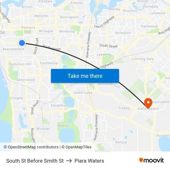 South St Before Smith St to Piara Waters map