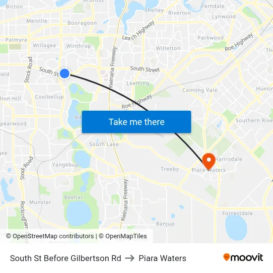 South St Before Gilbertson Rd to Piara Waters map