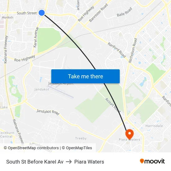 South St Before Karel Av to Piara Waters map