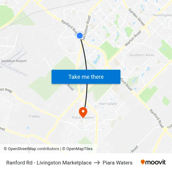 Ranford Rd - Livingston Marketplace to Piara Waters map