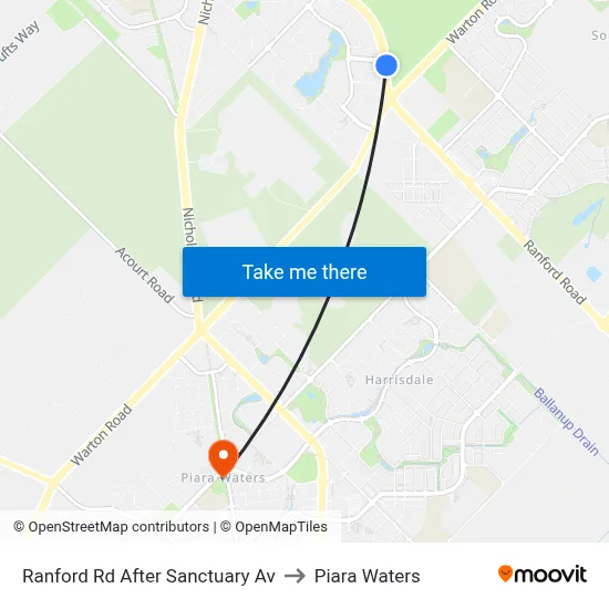 Ranford Rd After Sanctuary Av to Piara Waters map