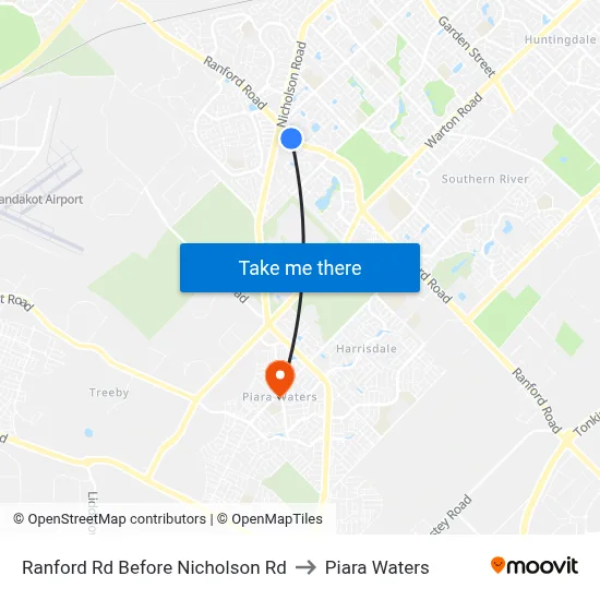 Ranford Rd Before Nicholson Rd to Piara Waters map