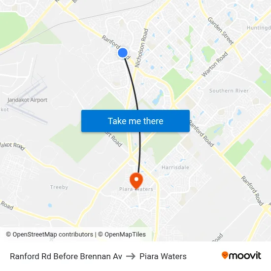 Ranford Rd Before Brennan Av to Piara Waters map