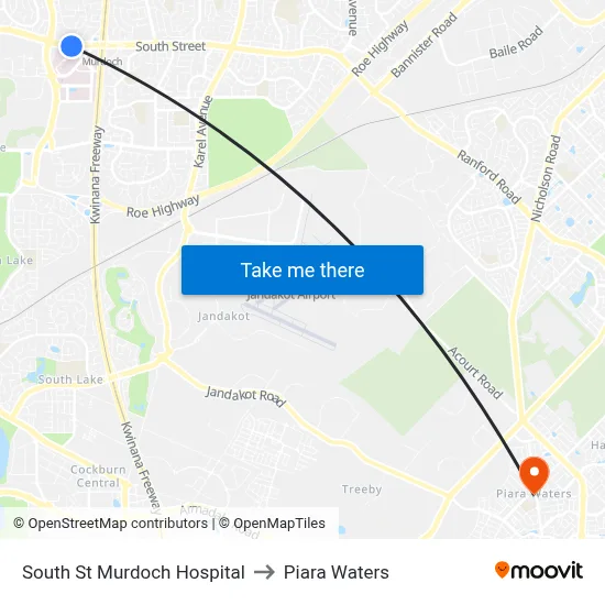 South St Murdoch Hospital to Piara Waters map