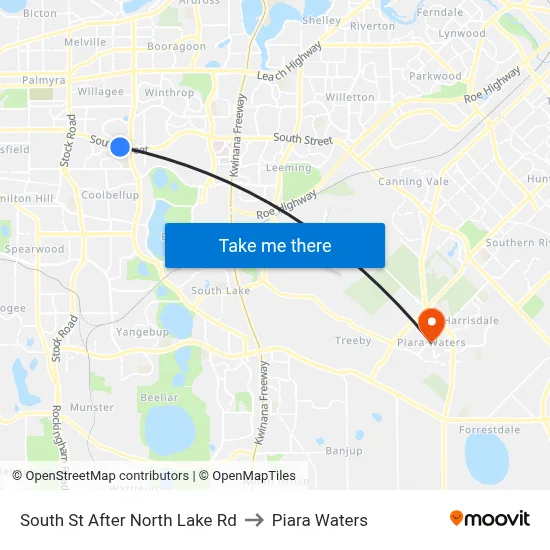 South St After North Lake Rd to Piara Waters map