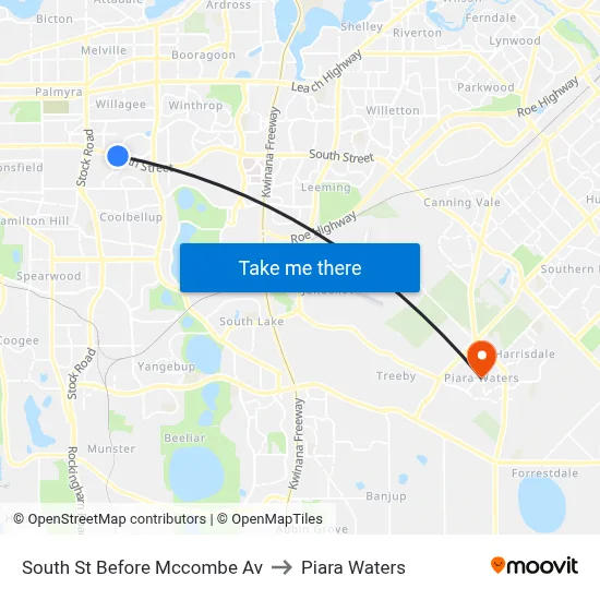 South St Before Mccombe Av to Piara Waters map