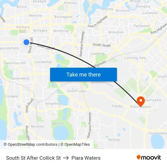 South St After Collick St to Piara Waters map