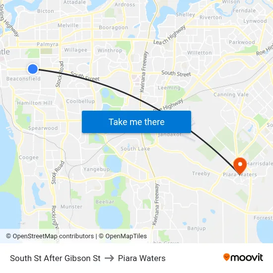 South St After Gibson St to Piara Waters map