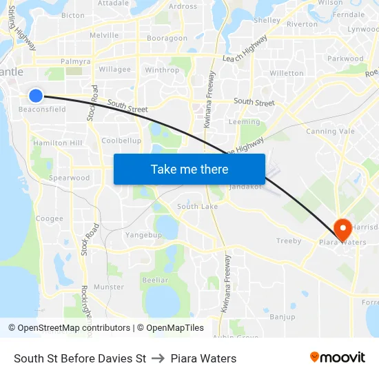 South St Before Davies St to Piara Waters map