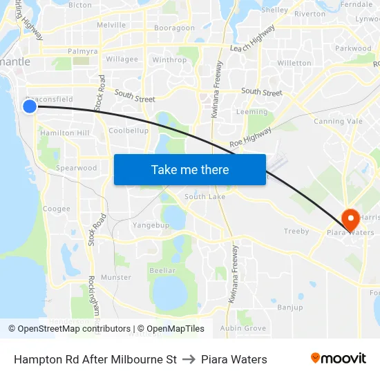 Hampton Rd After Milbourne St to Piara Waters map