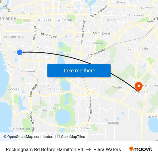 Rockingham Rd Before Hamilton Rd to Piara Waters map