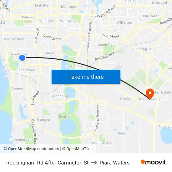 Rockingham Rd After Carrington St to Piara Waters map