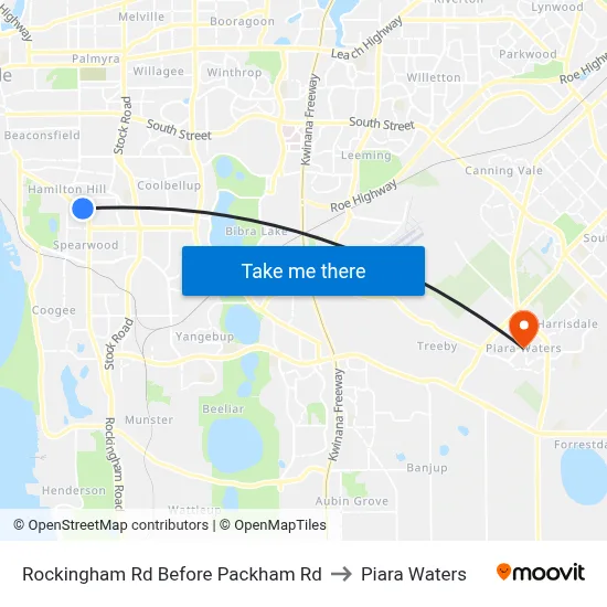 Rockingham Rd Before Packham Rd to Piara Waters map