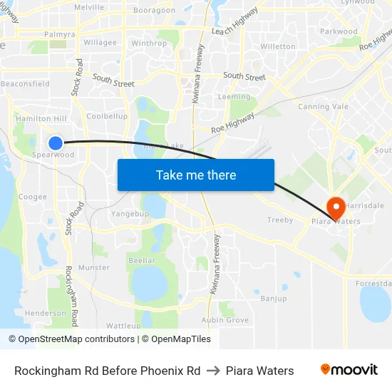 Rockingham Rd Before Phoenix Rd to Piara Waters map