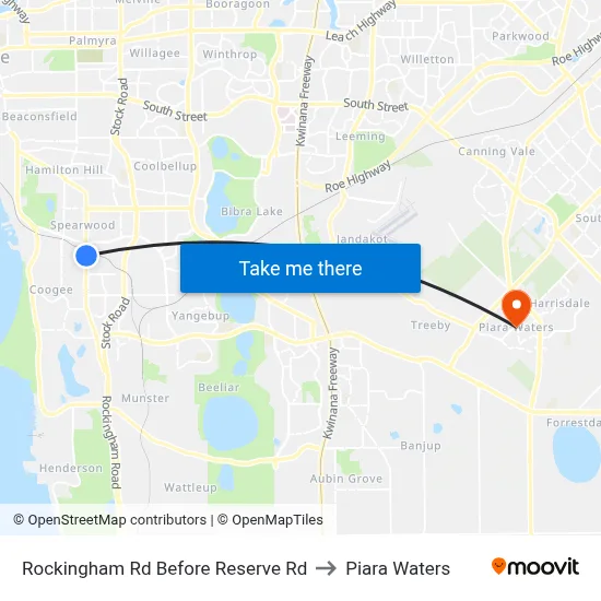 Rockingham Rd Before Reserve Rd to Piara Waters map