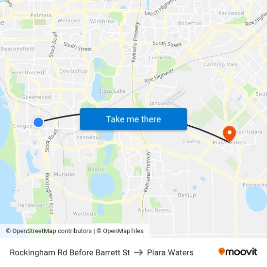 Rockingham Rd Before Barrett St to Piara Waters map