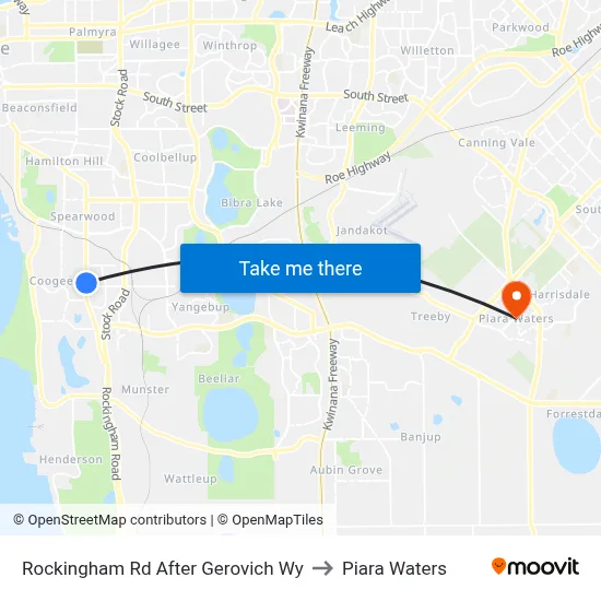 Rockingham Rd After Gerovich Wy to Piara Waters map