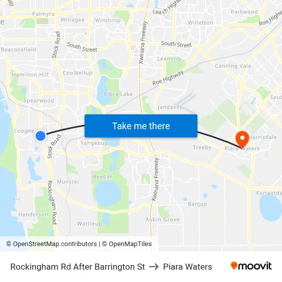 Rockingham Rd After Barrington St to Piara Waters map
