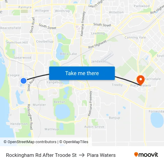 Rockingham Rd After Troode St to Piara Waters map