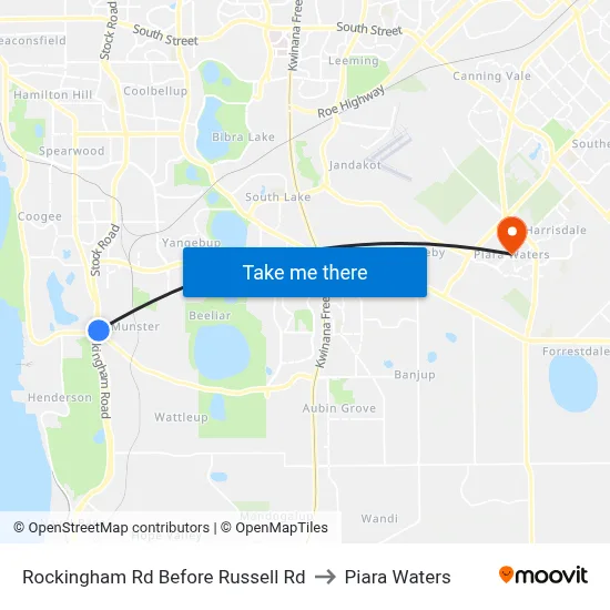 Rockingham Rd Before Russell Rd to Piara Waters map