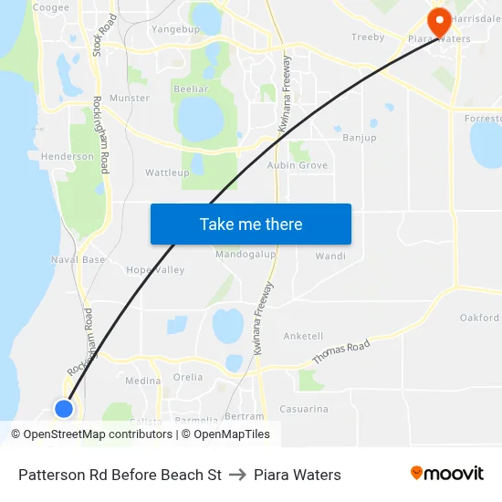 Patterson Rd Before Beach St to Piara Waters map