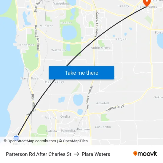 Patterson Rd After Charles St to Piara Waters map