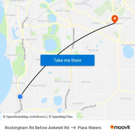 Rockingham Rd Before Anketell Rd to Piara Waters map