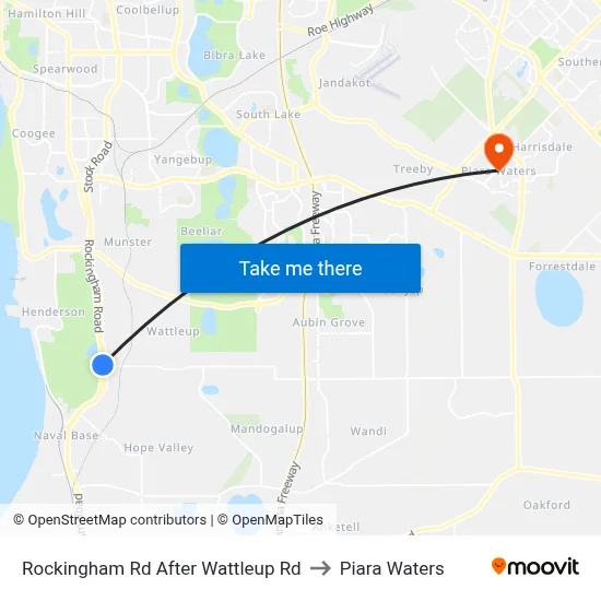 Rockingham Rd After Wattleup Rd to Piara Waters map