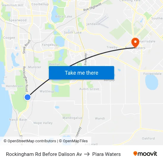Rockingham Rd Before Dalison Av to Piara Waters map